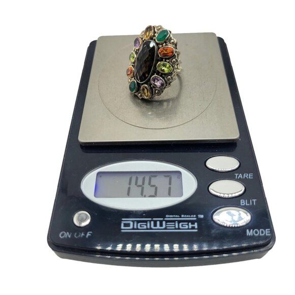 Nicky Butler Sz 9 RAJ Gemstone Ring Smokey Quartz Numbered .925 Sterling Silver - Picture 8 of 9